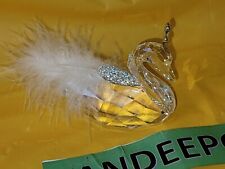 Swarovski Crystal Winter Swan Christmas Holiday Animal Figurine With Feather picture
