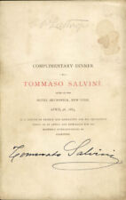 TOMMASO SALVINI - MENU SIGNED CIRCA 1883 CO-SIGNED BY: GEORGE PARSONS LATHROP picture