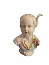 Antique German Sitzendorf Porcelain Figurine Bust in Bonnet picture