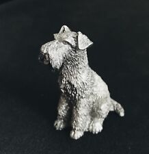Fine Pewter Silver Schnauzer Dog Puppy Highly Detailed Figurine Statue C picture