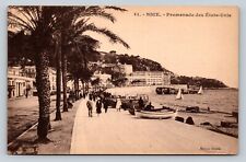 Boats at Promenade of The United States NICE France Vintage Postcard 0483 picture