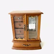 Vintage London Leather Wood Brown Jewelry Music Cabinet Box picture