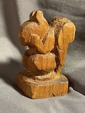 Antique Naively Carved Wooden Folk Art Squirrel Sculpture picture