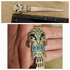 Vintage Native American TURQUOISE Silver-Tone Kachina Letter Opener 6