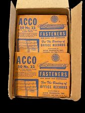 Huge Lot Reseller NOS Vintage Office Acco Metal Paper Fasteners 8 Boxes (400) picture