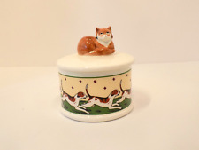 Fox Hunt Scene Hound Dogs Porcelain Trinket Box by VANDOR 1984 picture