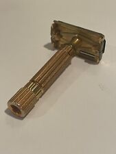 1940s GILLETTE ARISTOCRAT FAT-HANDLED GOLD SAFETY RAZOR. picture