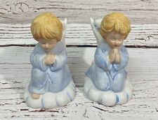 Set of 2 Praying Angel Taper Candle Holders Christmas 4.5” picture