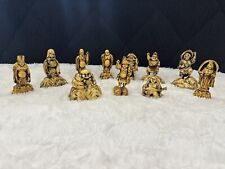 Japanese Seven Lucky Gods Figurines Celluloid or Plastic 1900 1930 Vintage 11 picture