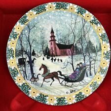 P Buckley Moss Christmas Night Ornament 1995 Amish Sleigh Horse Church with Box picture