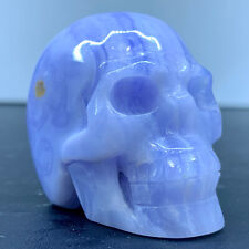 112G Nature Blue stripes agate skull Quartz Crystal Carved Figurines healing picture