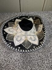 Pigalle Mexican Sombrero Mariachi Hat Black Silver Beaded picture