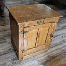 Vintage White Clad Oak Wood Ice Box Nightstand Cabinet Chest End Table picture