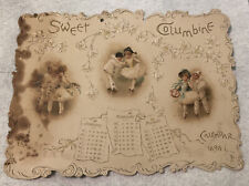 Antique Victorian Embossed Calendar 1898 Sweet Columbine ￼Harriet Bennett picture