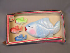 ORIG BOX Vintage MAMA FISH & BABIES BABY Miller Studios Chalkware Chalk Wall Art picture