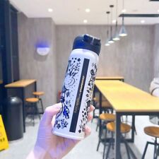 500ML Starbucks Cup Thermos 304 Stainless Steel Black&White Graffiti Rabbit Cup picture
