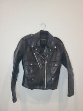 Vintage AMF Harley Davidson Black Leather Moto Jacket, 36 reg. Crop retro biker picture