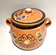 Olla de Barro Decorada con tapa Decorated Clay Pot with lid Mexico. Lead Free picture