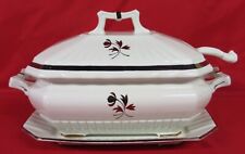 Red-Cliff Square Ridged Tea Leaf Ironstone 4-Piece Soup Tureen, Ca 1950s picture