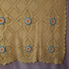 VTG Handmade Daisy Flower Cottage Crochet Granny Knit Blanket Afghan KING 93×108 picture