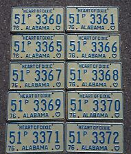 1976 Bicentennial ALABAMA LICENSE PLATE -LOT OF 10 HEART OF DIXIE Vintage Plates picture