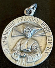 Vintage Catholic Sterling Silver St Catharine Laboure  Medal 3.7 Grams Silver picture