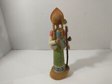 Vintage Hand Painted wooden Russian folk doll Woman With Stick Figurine 1978 picture