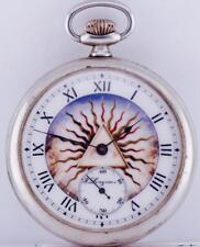 Antique Pocket Watch Silvered Longines Grand-Prix Masonic Fancy Enamel Dial 1900 picture
