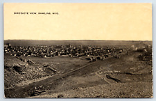 Bird's Eye View Rawlins, Wyo Railroad Vintage Postcard Wyoming picture