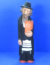 Vintage Jewish Folk Art Hand Carved Painted Wood Rabbi Sculpture 10