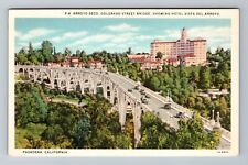 Pasadena CA-California, Arroyo Seco Street Bridge Scenic View Vintage Postcard picture