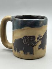 Design By Mara Mexico Elephant & Calf Mug Art Pottery Signed Large Coffee Cup picture