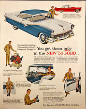 1955 New '56 Ford Thunderbird Car Vintage Print Ad Optional Seat Belts picture