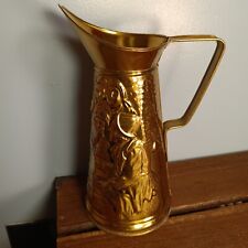 Vintage Brass Embossed Pitcher, English Pub Scene picture