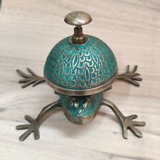Exquisite Handmade Antique Frog Design Brass Vintage Counter Desk Bell with Push picture