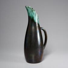 Studio Art Pottery Green Bronze Metallic Pitcher Vase Ewer Jug R ba 12.75