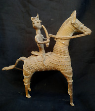Traditional Indian Bronze Horse Rider From Orrisa Bastar Decorative Collectible picture