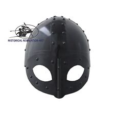 Black Plated Antique Medieval Viking Mask Helmet Premium Quality Soldier Adult picture