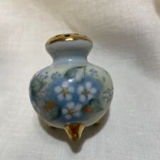 Vintage Antique Porcelain Gold Trim Salt Pepper Shaker  Flowers  2.5” picture