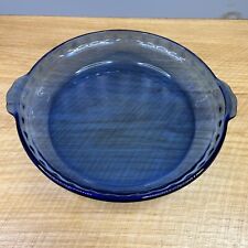 Vintage PYREX Cobalt Blue Glass Fluted Pie Pan #229 Crimped Deep Dish Plate 9.5