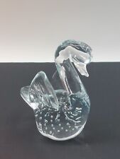 Vintage Crystal Art Glass Swan With Controlled Bubbles Figurine Decor  MINT picture