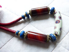 antique Venetian Millefiori elbow necklace, Idar Oberstein agate, trade beads picture