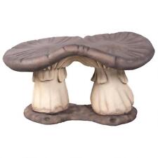 Enchanted Gnome & Fairy Forest Flora Grand Scale Mushroom Bench Garden Statue picture