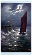 c1910 Entering The Harbour St. Andrews Moonlight Oilette Tuck Art Postcard picture