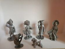 Lot Of 6 Pewter Figurines, Firefighter, Cooking Girl Graduate, Garden Girl,... picture