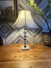 Vintage 1950s Faceted Crystal Glass Boudoir Lamp Marble Base Art Deco Glam READ picture