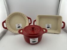 Staub La Cocotte France Mini Red Bakers Pot Casseroles Set Of 3 picture