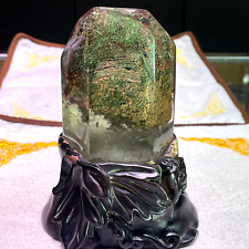 TOP Scarce Natural color ghost quartz carved crystal specimen+stand picture