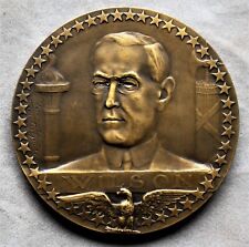 French (Paris Mint) Bronze WWI 1917 Medal for US Joining Allies (Woodrow Wilson) picture
