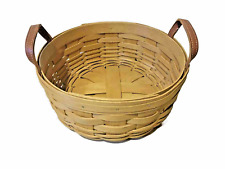 Longaberger 2003 Darning Basket 10 in w 2 Leather Handles and Plastic Protector picture